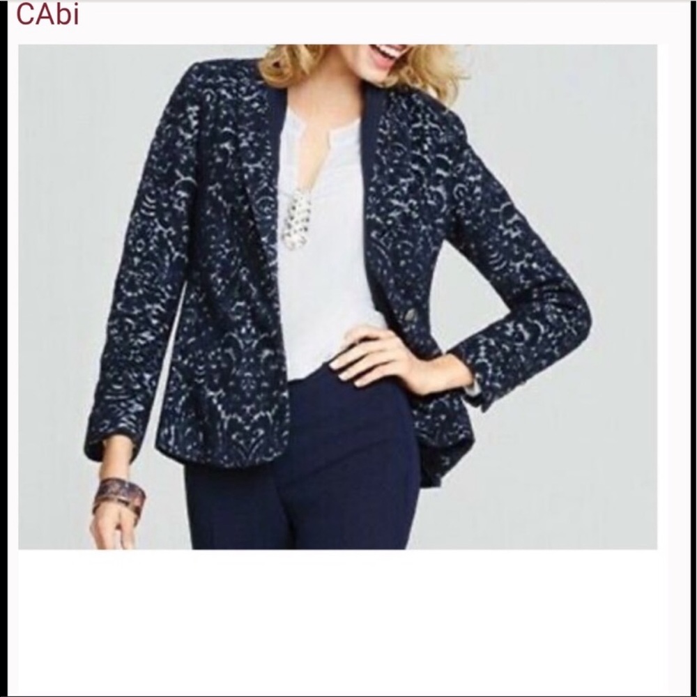 NWOT CAbi blue wool blend blazer never worn size 12